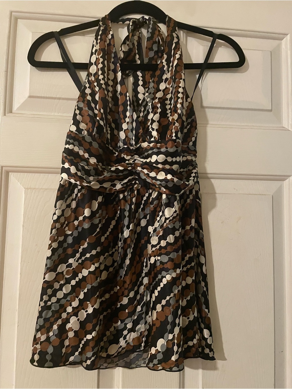 AB Studio Geometric Circle Halter Top Small Twisted Empire Waist Retro